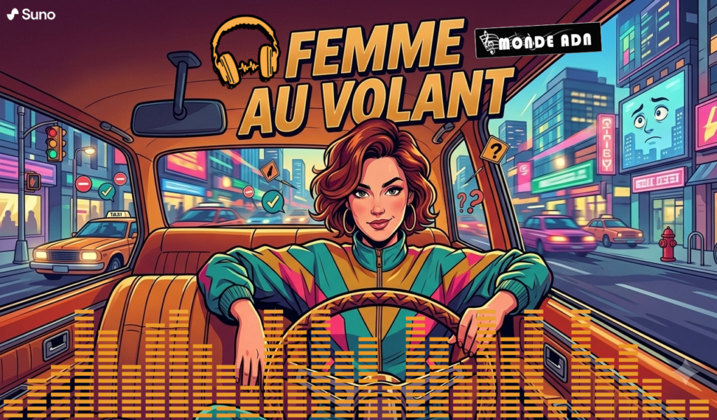 Femme au volant. Chanson française, spécial hommes, ironie, drole