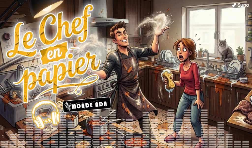 Le chef en papier. . Chanson française, spécial hommes, ironie, drole
