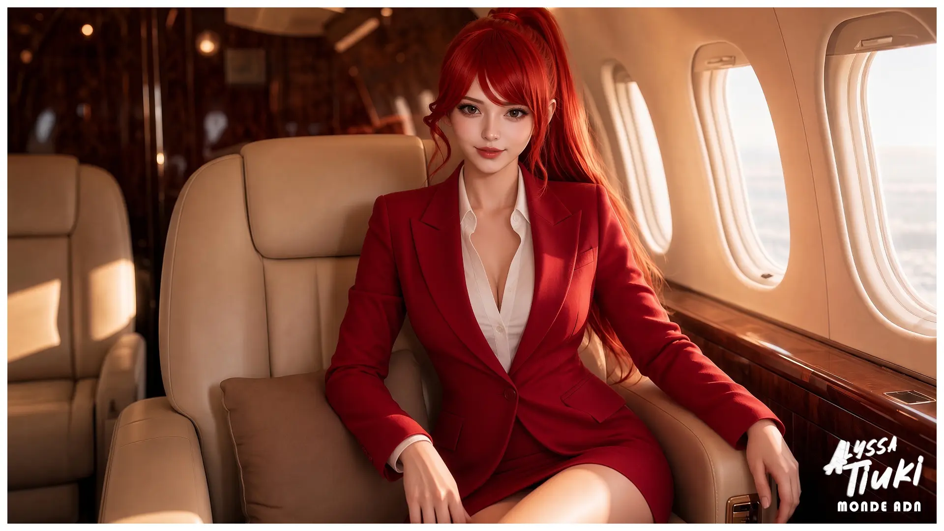 Alyssa Tiuki dans son jet privé pour sa tournée musique Monde ADN